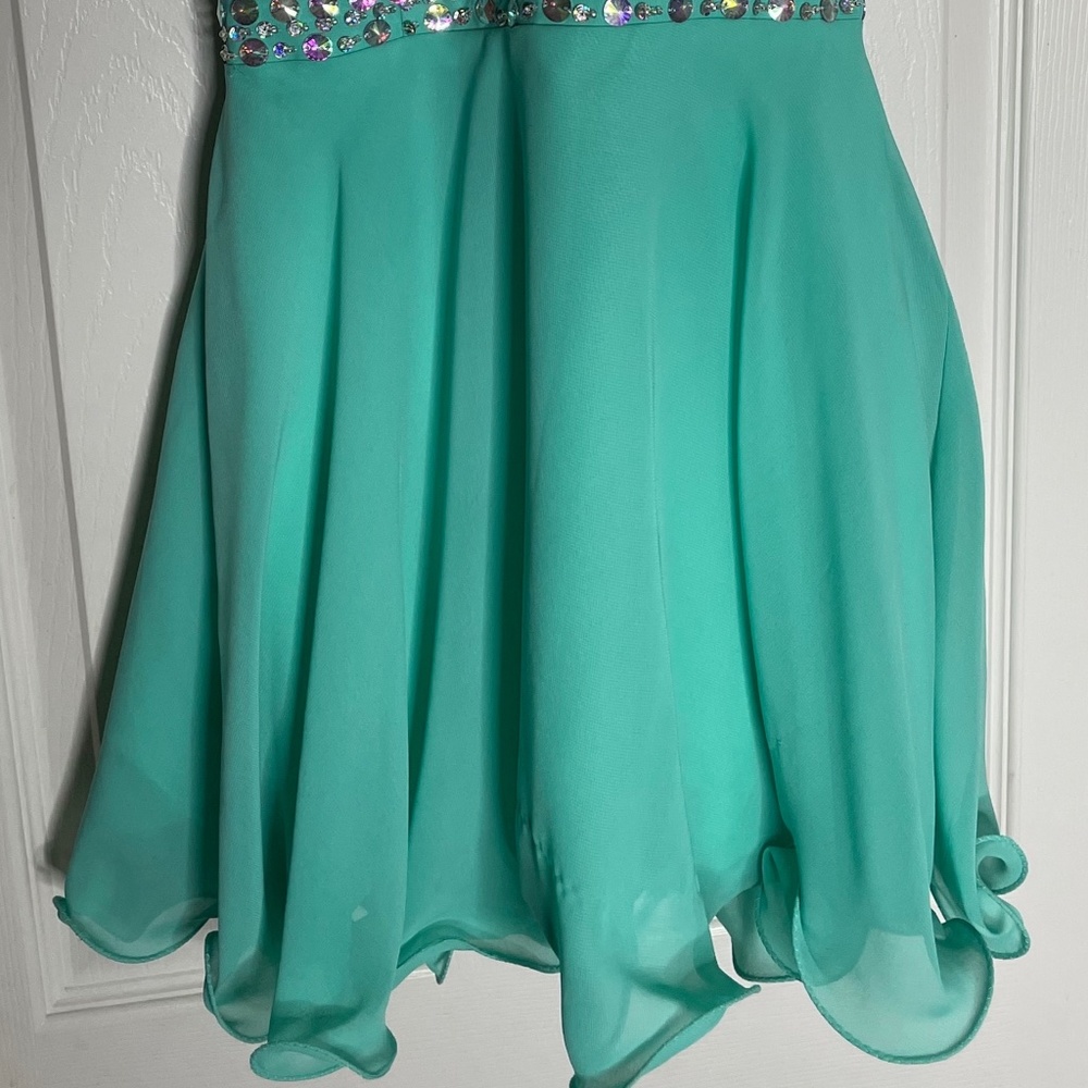 EUC! Top Dress Aqua Jewel / Sequin Tulle Party Dress Short Homecoming Prom - Picture 3 of 3